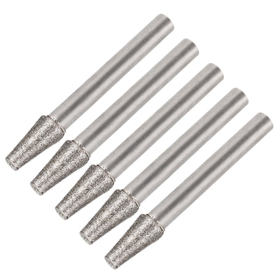 Harfington Diamond Burrs Grinding Drill Bits for Carving Rotary Tool 1/4-Inch Shank 8mm Trapezoid 120 Grit 5 Pcs