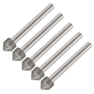 Harfington Diamond Burrs Grinding Drill Bits for Carving Rotary Tool 6mm Shank 10mm 60C Cone 120 Grit 5 Pcs