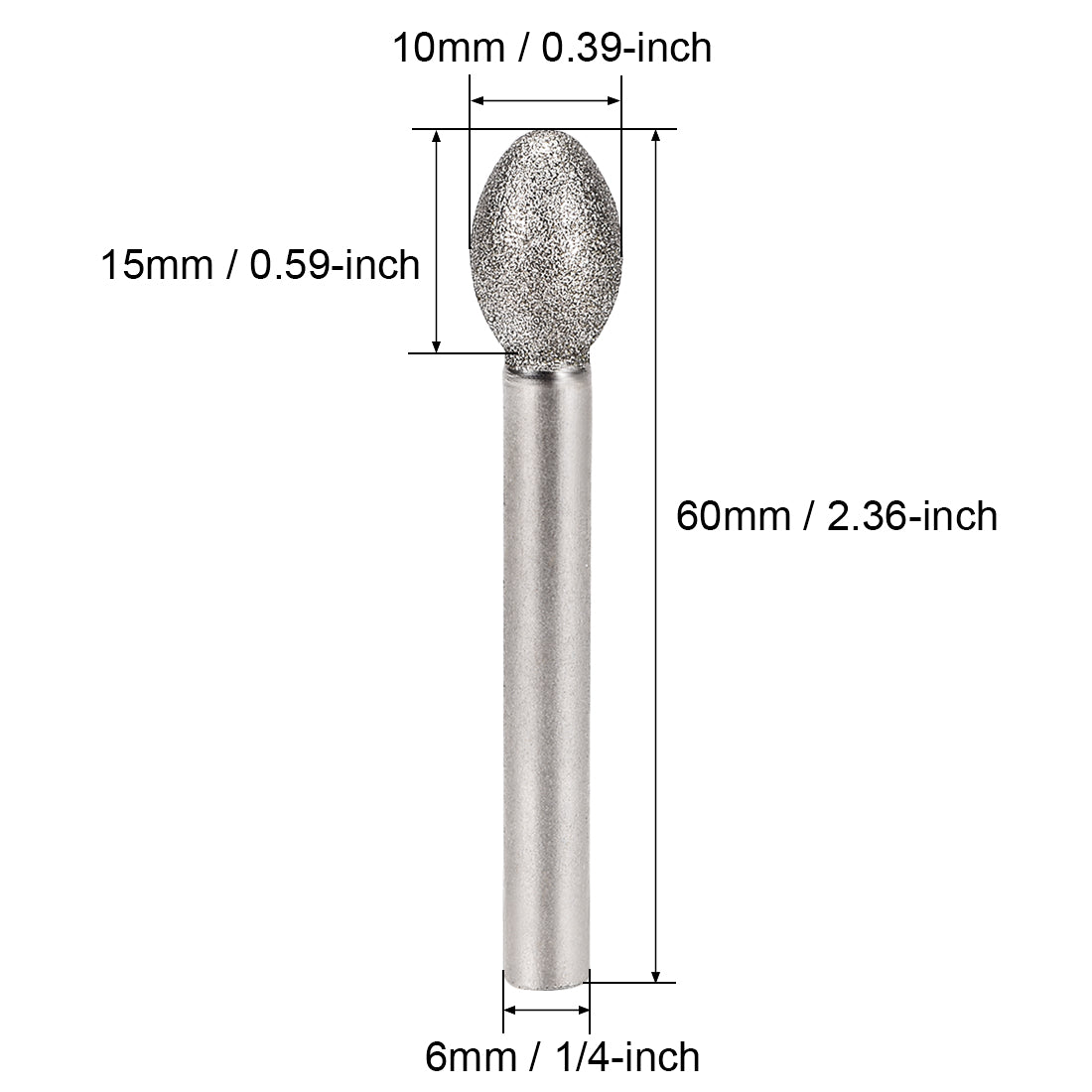 Harfington Diamond Burrs Grinding Drill Bits for Carving Rotary Tool 1/4-Inch Shank 10mm Torch-shaped 120 Grit 5 Pcs