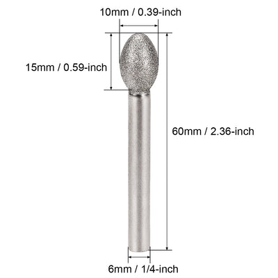 Harfington Diamond Burrs Grinding Drill Bits for Carving Rotary Tool 1/4-Inch Shank 10mm Torch-shaped 120 Grit 5 Pcs
