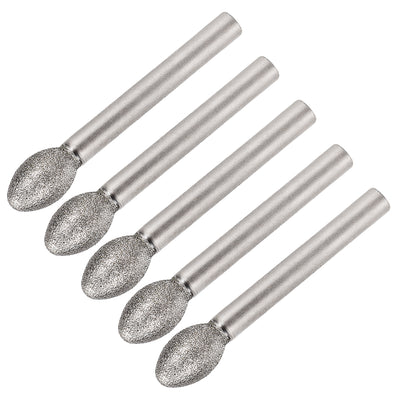 Harfington Diamond Burrs Grinding Drill Bits for Carving Rotary Tool 1/4-Inch Shank 10mm Torch-shaped 120 Grit 5 Pcs