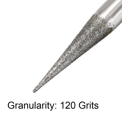 Harfington Diamond Burrs Grinding Drill Bits for Carving Rotary Tool 1/4-Inch Shank 6mm Pointed 120 Grit 2 Pcs