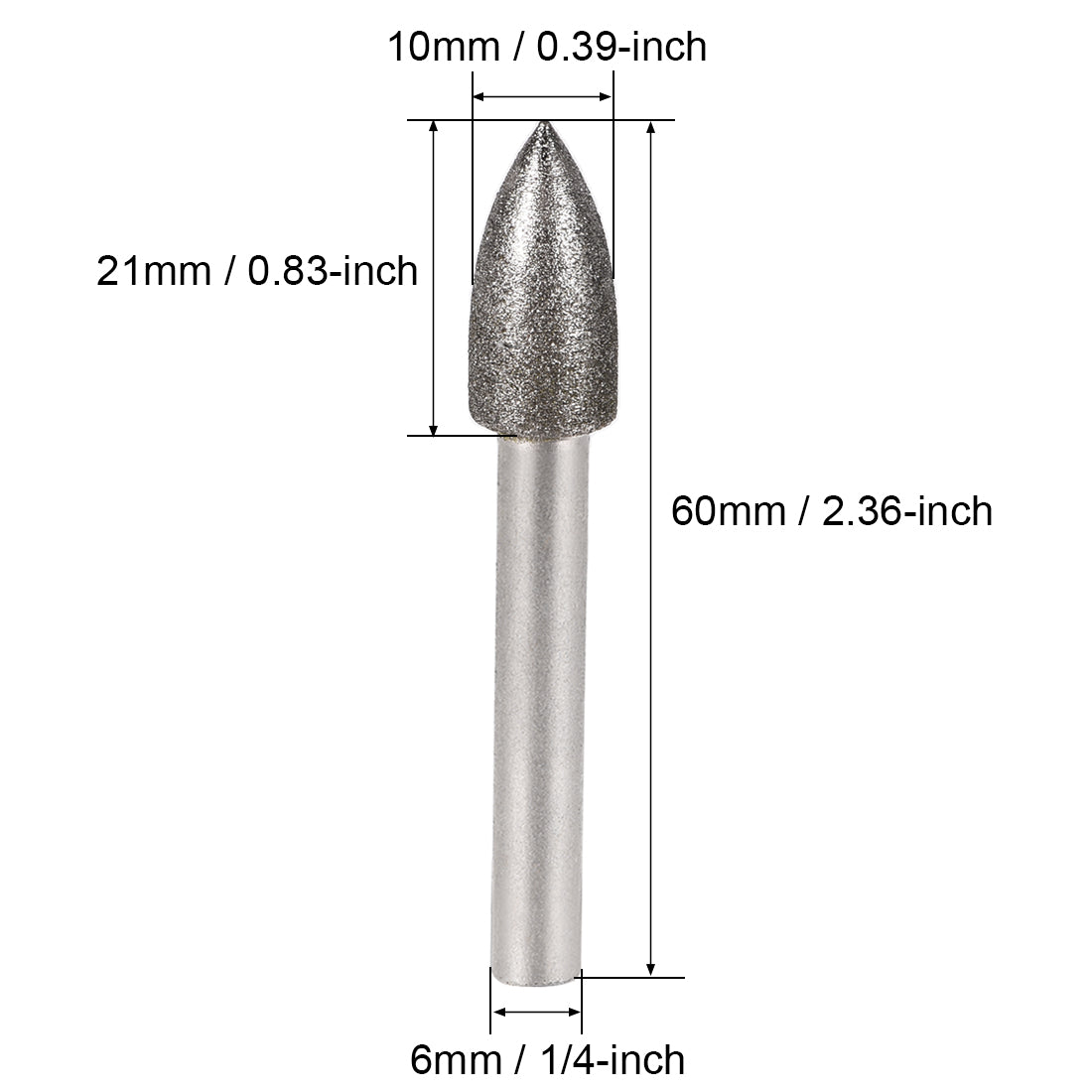 Harfington Diamond Burrs Grinding Drill Bits for Carving Rotary Tool 1/4-Inch Shank 10mm Tapered 120 Grit 2 Pcs