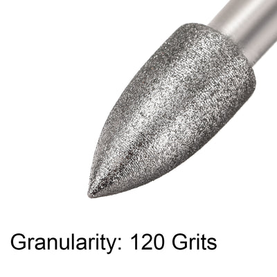 Harfington Diamond Burrs Grinding Drill Bits for Carving Rotary Tool 1/4-Inch Shank 10mm Tapered 120 Grit 2 Pcs