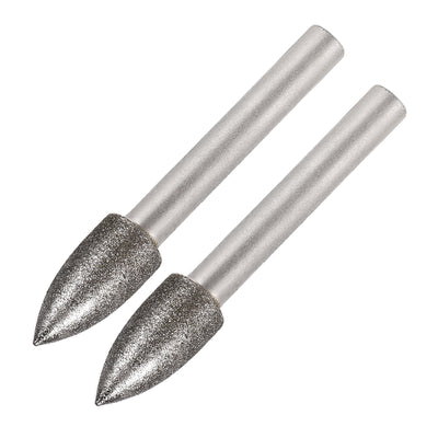 Harfington Diamond Burrs Grinding Drill Bits for Carving Rotary Tool 1/4-Inch Shank 10mm Tapered 120 Grit 2 Pcs