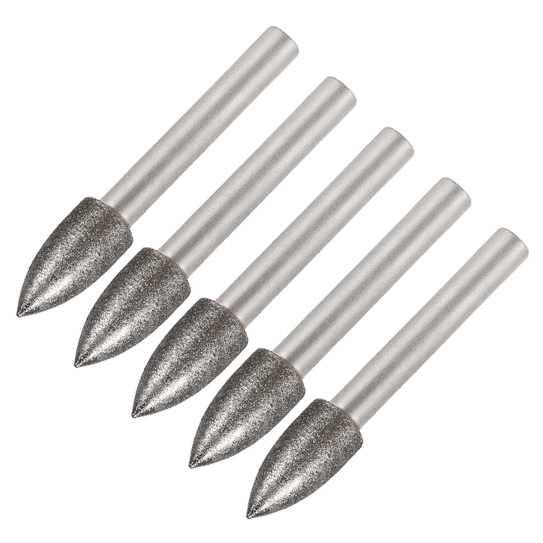 Harfington Diamond Burrs Grinding Drill Bits for Carving Rotary Tool 1/4-Inch Shank 10mm Tapered 120 Grit 5 Pcs