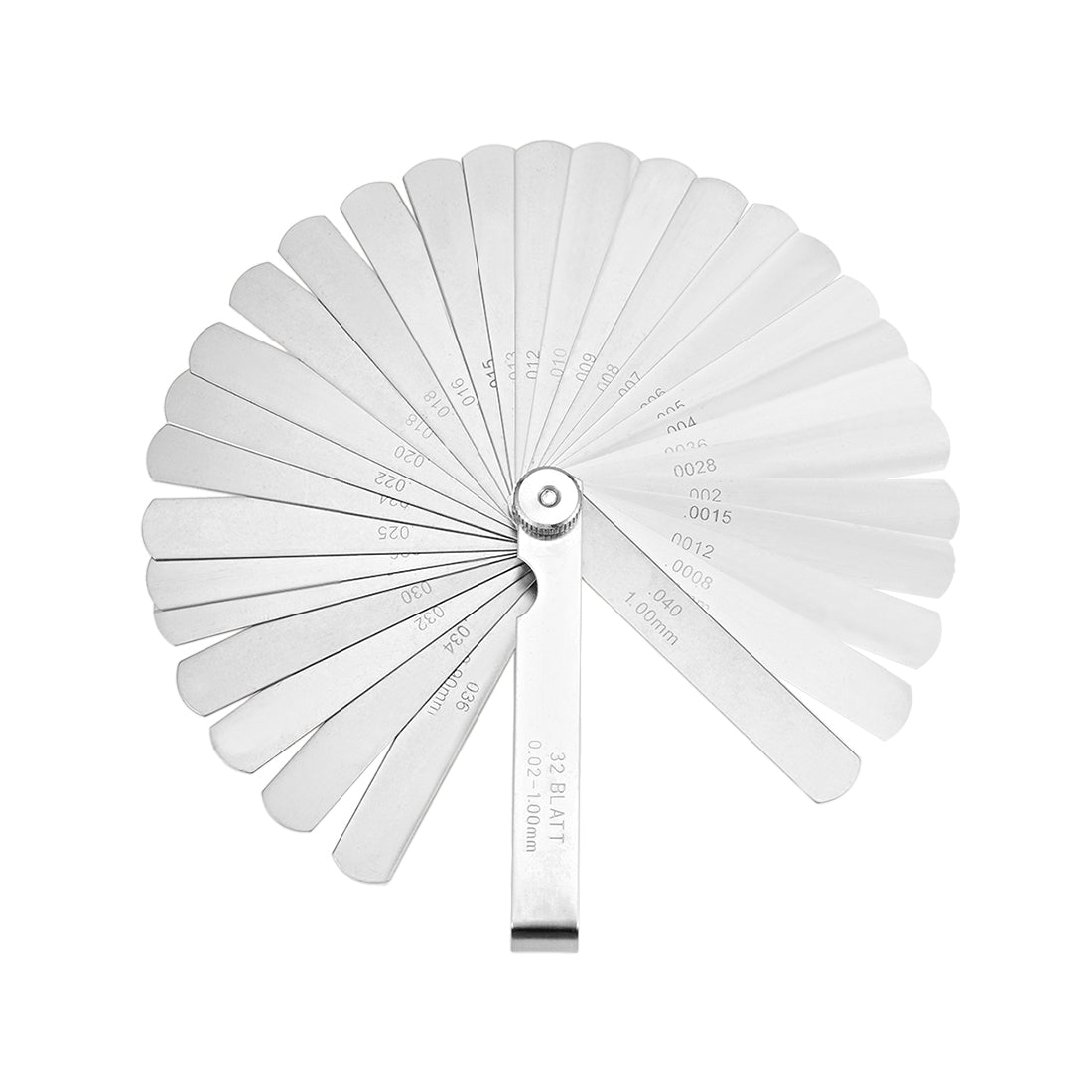Harfington Metric Thickness Feeler Gauge 0.02-1.00mm 32 Blades Mn Steel Measuring Tool for Gap Width 2pcs