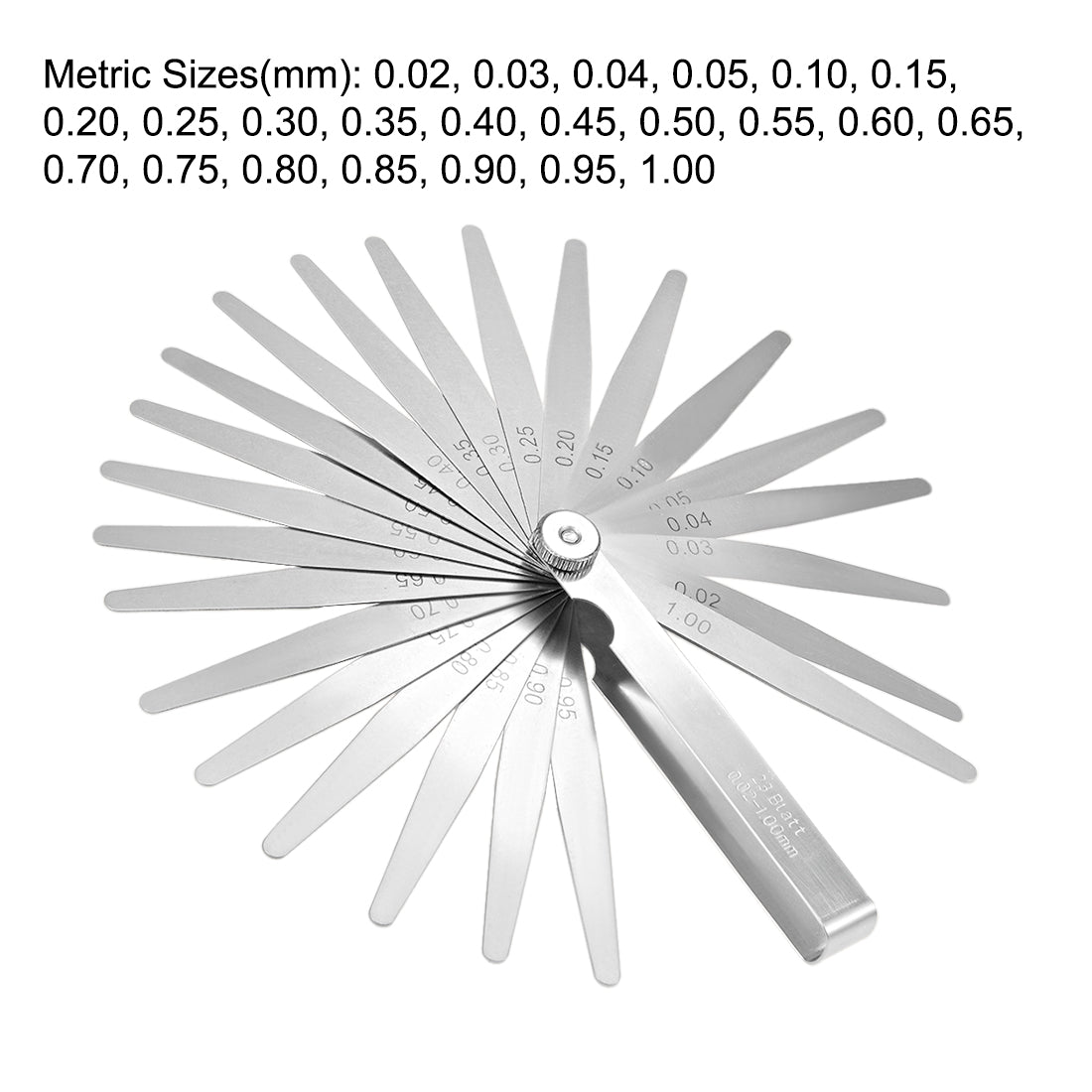 Harfington Metric Thickness Feeler Gauge 0.02-1.00mm 23 Blades Mn Steel Measuring Tool for Gap Width