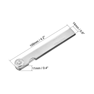 Harfington Metric Thickness Feeler Gauge 0.02-1.00mm 17 Blades Mn Steel Measuring Tool for Gap Width 2pcs
