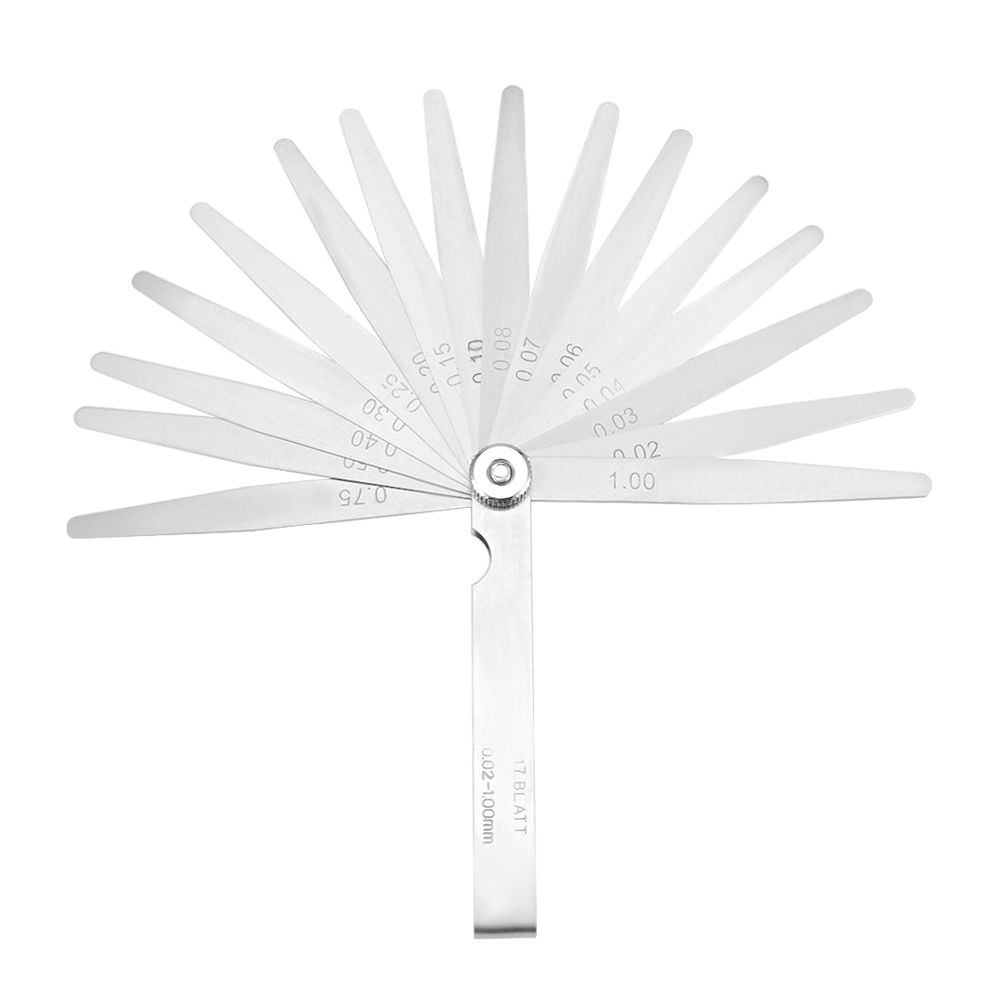 Harfington Metric Thickness Feeler Gauge 0.02-1.00mm 17 Blades Mn Steel Measuring Tool for Gap Width 2pcs