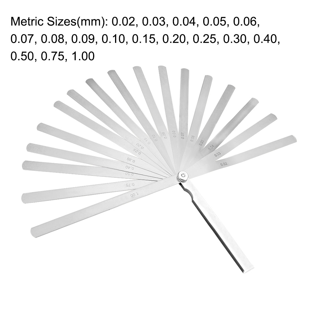 Harfington Metric Thickness Feeler Gauge 0.02-1.00mm 17 Blades Mn Steel Measuring Tool for Gap Width