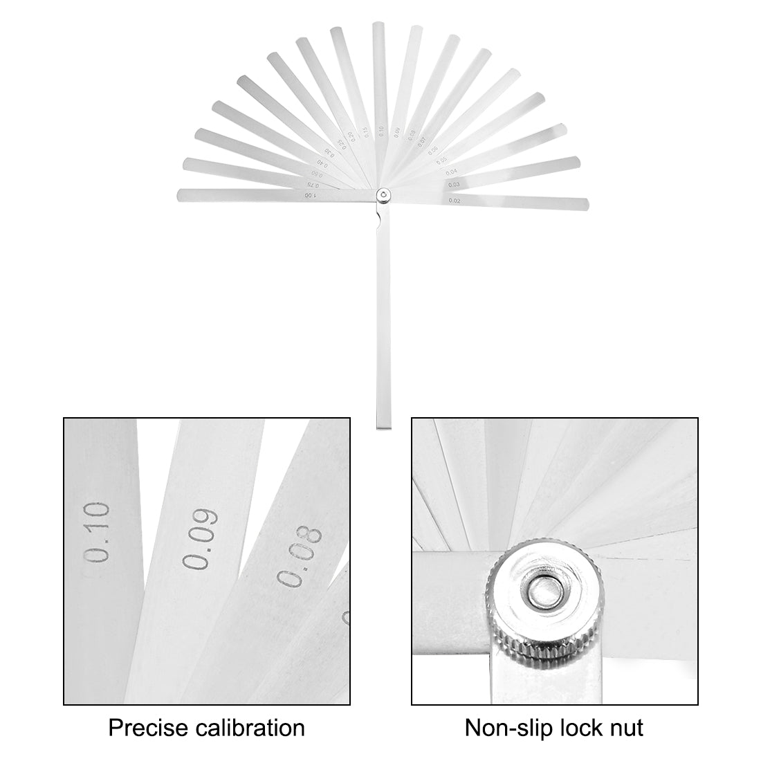 Harfington Metric Thickness Feeler Gauge 0.02-1.00mm 17 Blades Mn Steel Measuring Tool for Gap Width