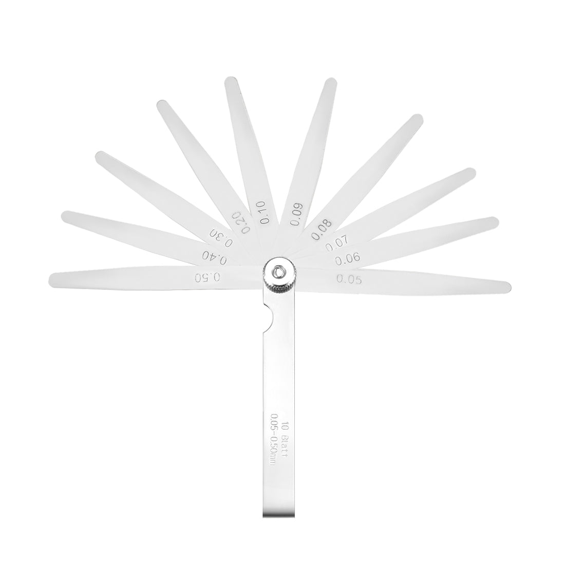 Harfington Metric Thickness Feeler Gauge 0.05-0.50mm 10 Blades Mn Steel Measuring Tool for Gap Width