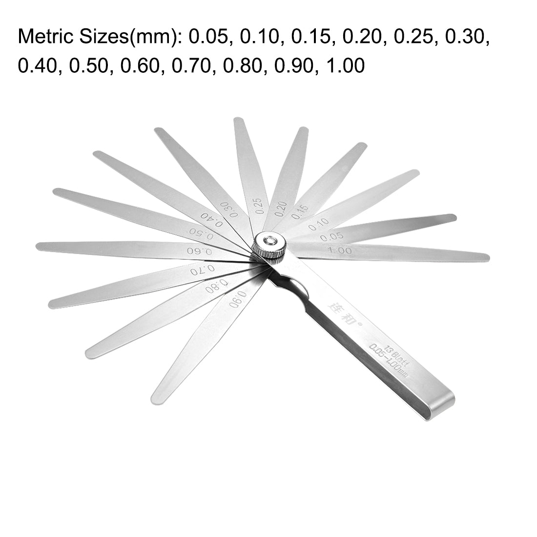 Harfington Metric Thickness Feeler Gauge 0.05-1.00mm 13 Blades Mn Steel Measuring Tool for Gap Width