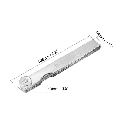 Harfington Metric Thickness Feeler Gauge 0.05-1.00mm 13 Blades Mn Steel Measuring Tool for Gap Width