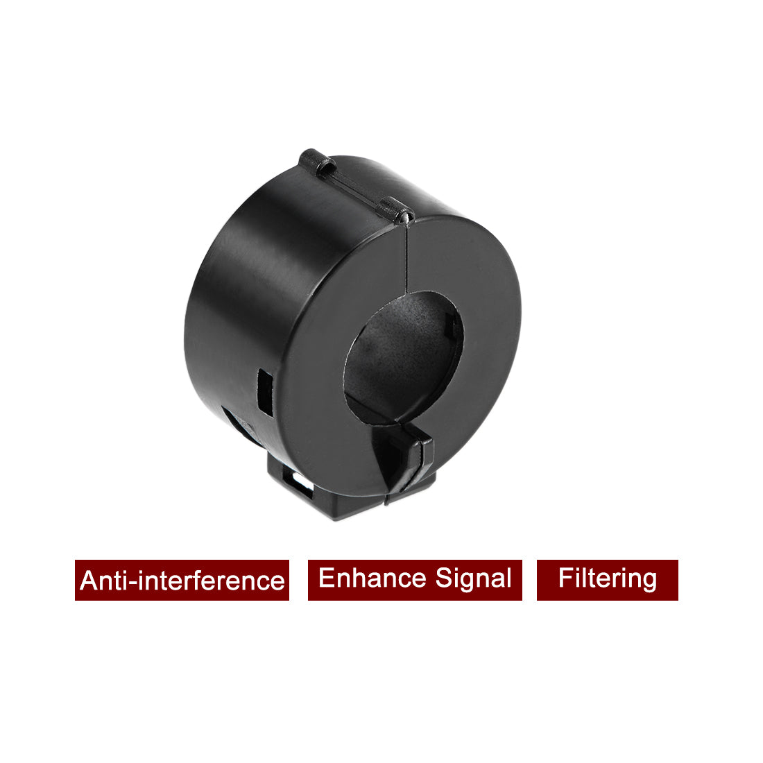 Harfington 15mm Ferrite Cores Ring Clip-On RFI EMI Noise Suppression Filter Cable Clip, Black 5pcs