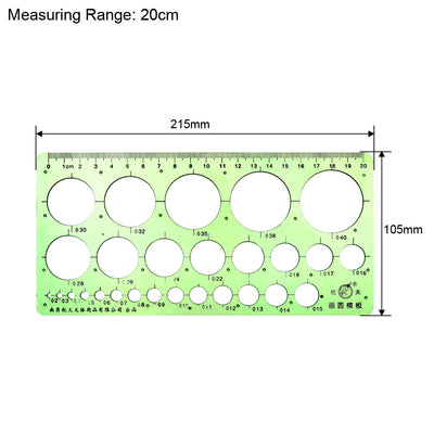 Harfington Geometric Drawing Template Measuring Ruler Round Shape Green 20cm for Drawing Engineering Drafting Building Office Supplies
