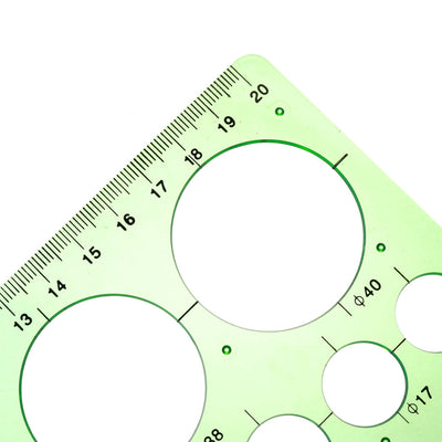Harfington Geometric Drawing Template Measuring Ruler Round Shape Green 20cm for Drawing Engineering Drafting Building Office Supplies