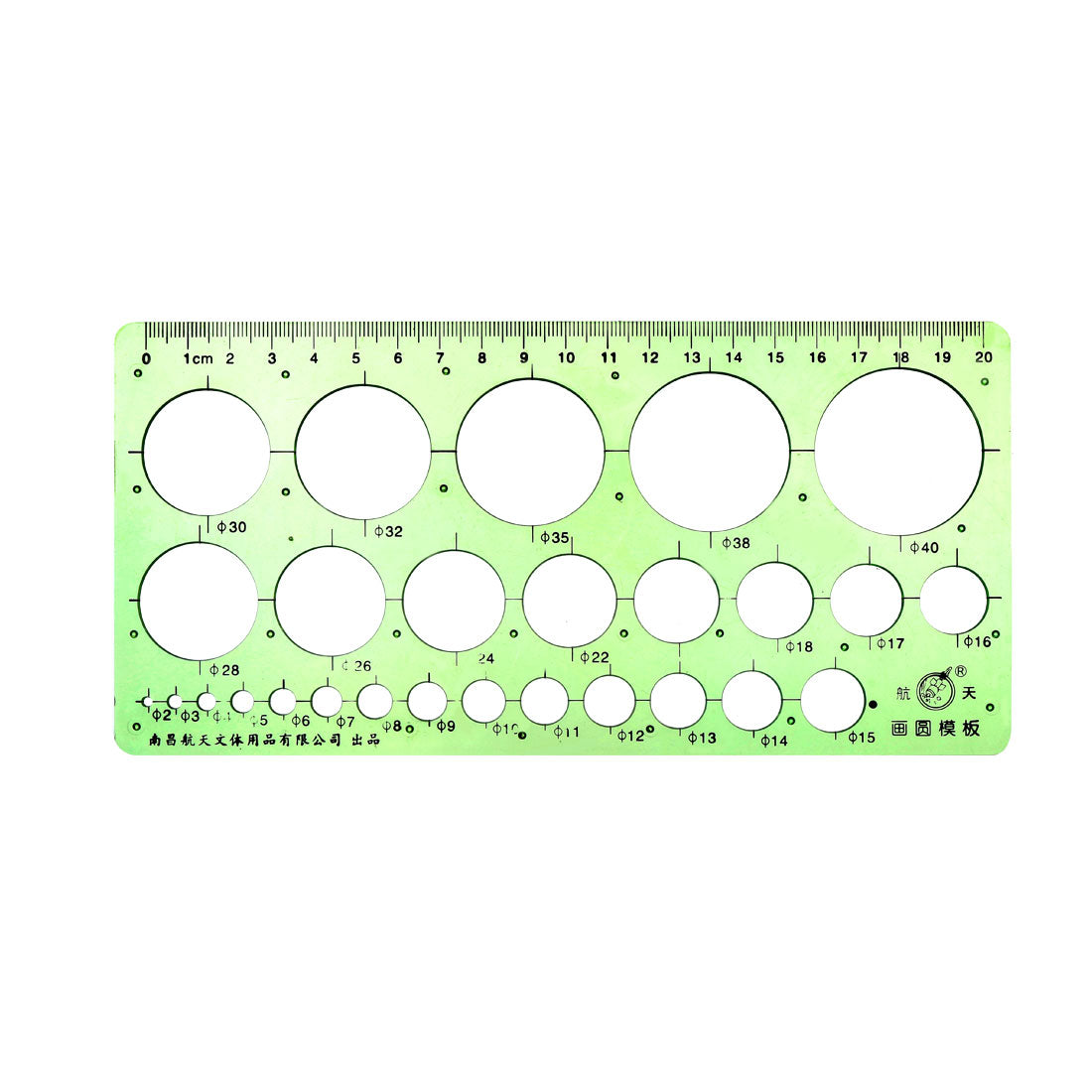 Harfington Geometric Drawing Template Measuring Ruler Round Shape Green 20cm for Drawing Engineering Drafting Building Office Supplies