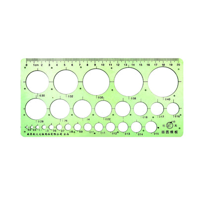 Harfington Geometric Drawing Template Measuring Ruler Round Shape Green 20cm for Drawing Engineering Drafting Building Office Supplies
