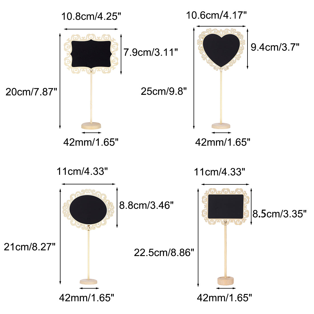 Harfington 16pcs Wood Mini Chalkboard Tag Sign with Base Stand for Wedding Message Board
