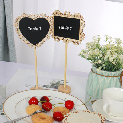 Harfington 16pcs Wood Mini Chalkboard Tag Sign with Base Stand for Wedding Message Board