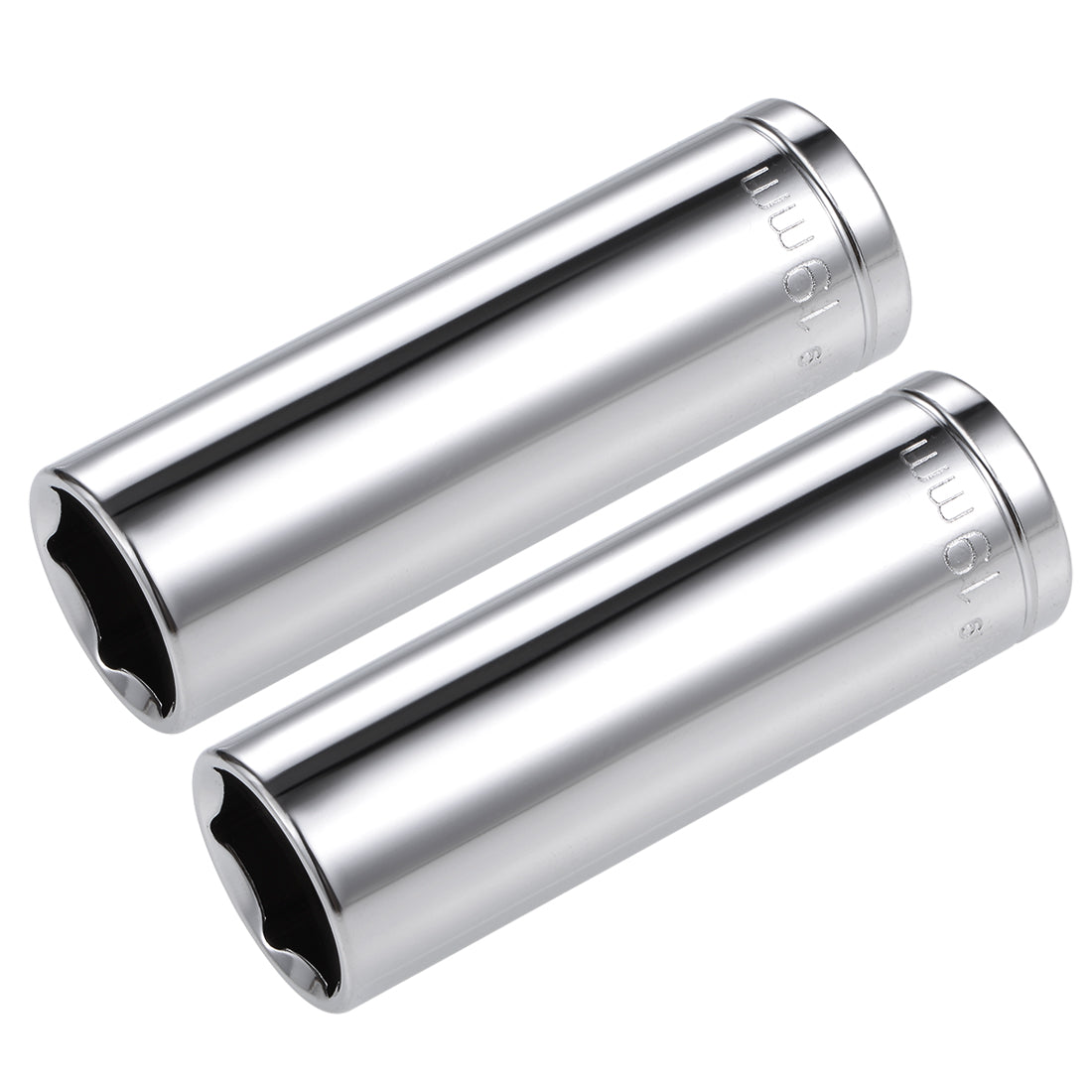 Harfington 1/2-Inch Drive 6 Point Deep Socket 19mm Metric Cr-V Steel 2 Pcs