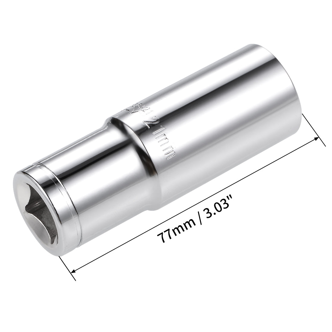 Harfington 1/2-Inch Drive 6 Point Deep Socket 21mm Metric Cr-V Steel 2 Pcs