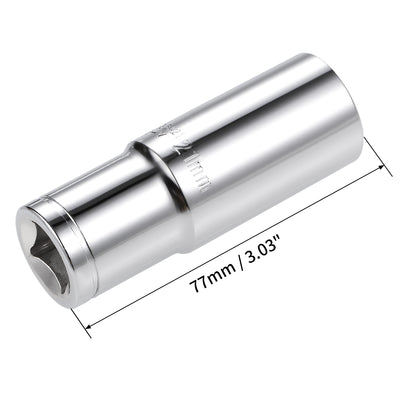 Harfington 1/2-Inch Drive 6 Point Deep Socket 21mm Metric Cr-V Steel 2 Pcs