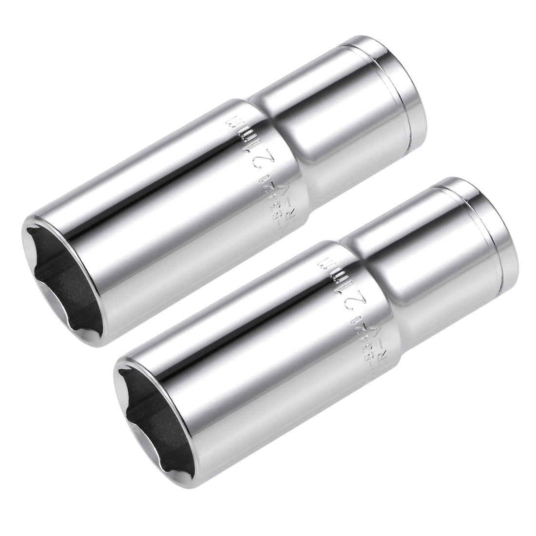 Harfington 1/2-Inch Drive 6 Point Deep Socket 21mm Metric Cr-V Steel 2 Pcs