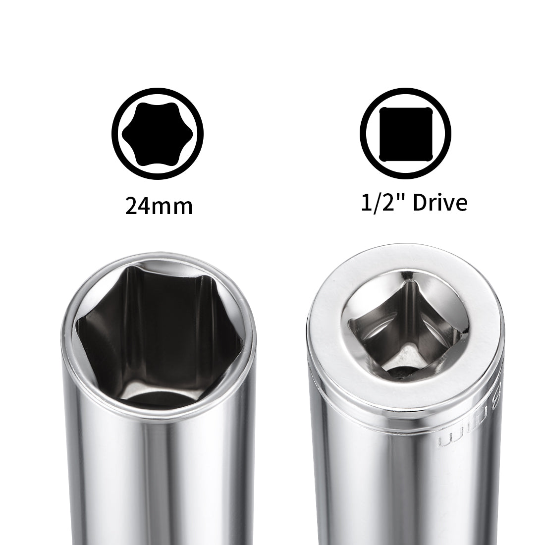 Harfington 1/2-Inch Drive 6 Point Deep Socket 24mm Metric Cr-V Steel