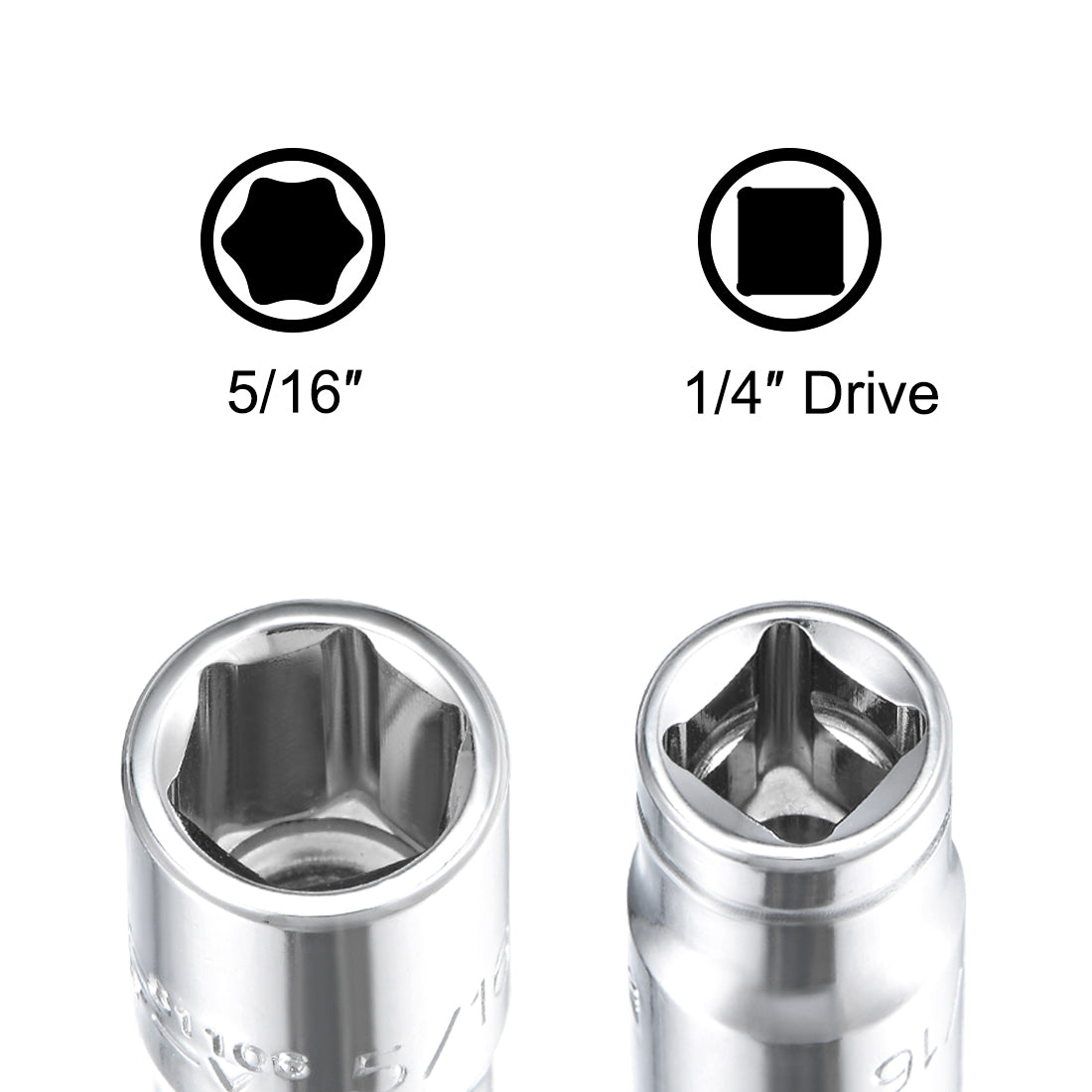 Harfington Square Drive 6-Point Shallow Socket Kit SAE, Cr-V Steel