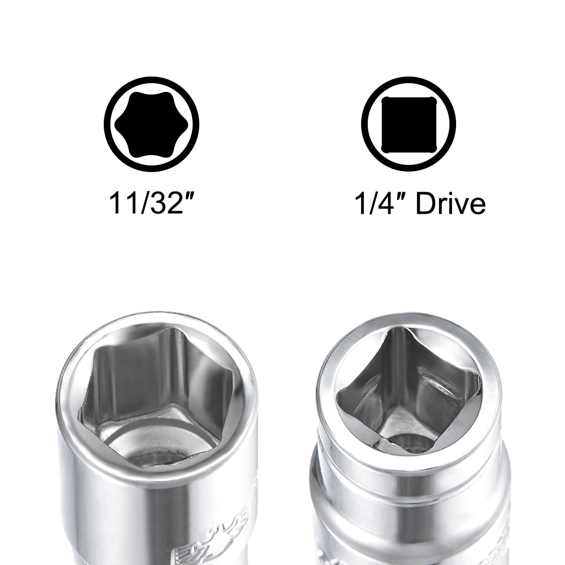 Harfington Square Drive SAE 6-Point Shallow Socket, Cr-V Steel