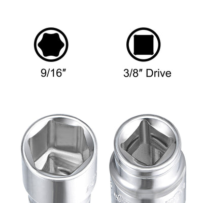 Harfington 2 Pcs 3/8-inch Drive 9/16-inch 6-Point Shallow Socket, Cr-V