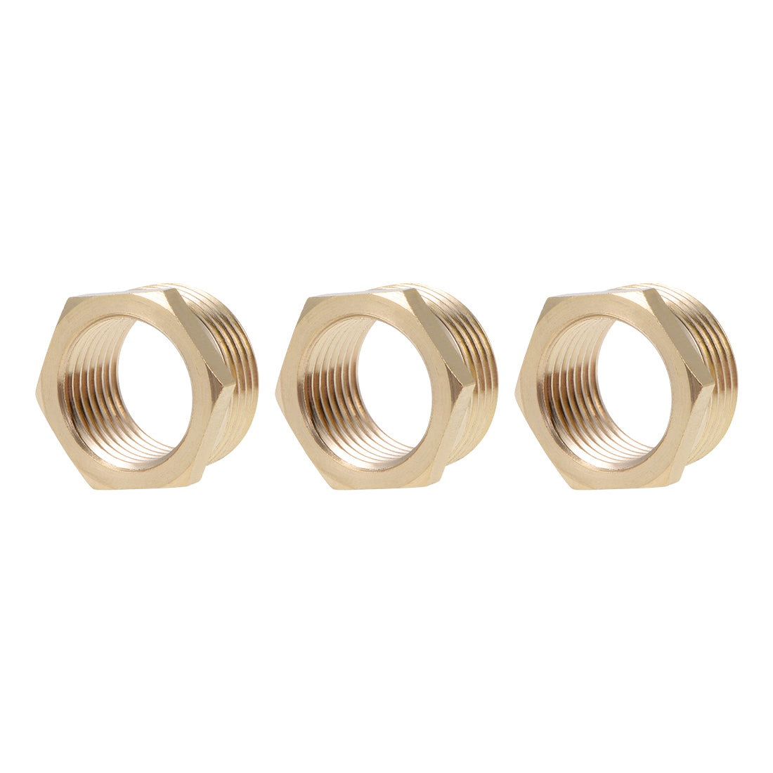 Harfington Brass Threaded Pipe Fitting G3/4 Male x G1/2 Female Hex Bushing Adapter 3pcs