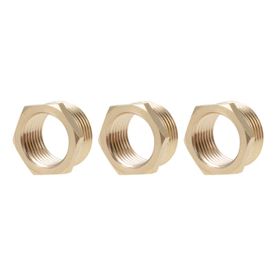Harfington Brass Threaded Pipe Fitting G3/4 Male x G1/2 Female Hex Bushing Adapter 3pcs