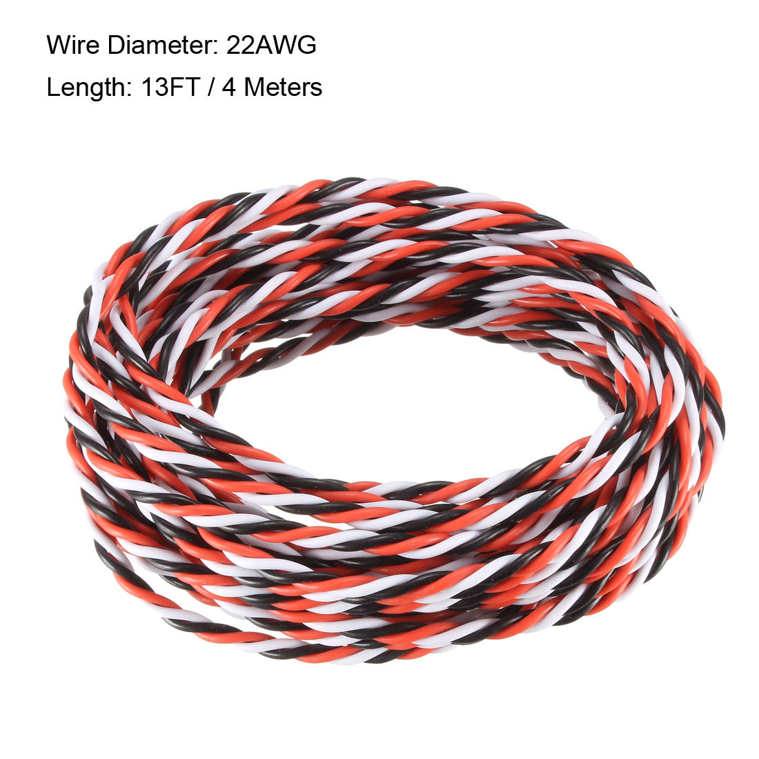 Harfington 13FT/4Meters 28AWG Servo Wire 3Pin Line for JR Futaba Twist Extension Cable 30 Core Black/Red/White