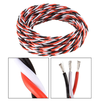 Harfington 13FT/4Meters 28AWG Servo Wire 3Pin Line for JR Futaba Twist Extension Cable 30 Core Black/Red/White