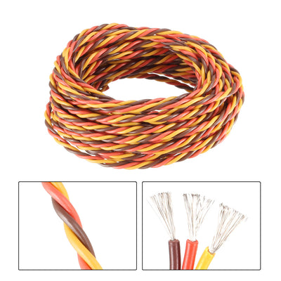 Harfington 14.5FT/4.5Meters 28AWG Servo Wire 3Pin Line for JR Futaba RC Servo Hobby Model Twist Extension Cable 30 Core Brown/Red/Orange