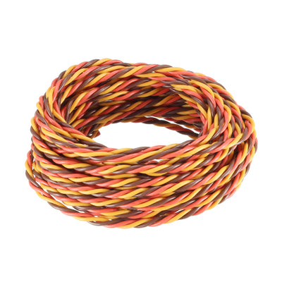 Harfington 14.5FT/4.5Meters 28AWG Servo Wire 3Pin Line for JR Futaba RC Servo Hobby Model Twist Extension Cable 30 Core Brown/Red/Orange
