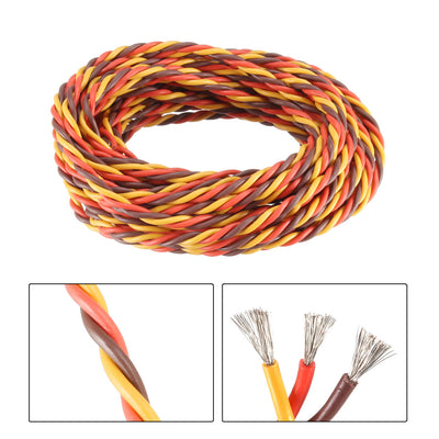 Harfington 13FT/4Meter 22AWG Servo Wire 3Pin Line for JR Futaba RC Servo Hobby Model Twist Extension Cable 60 Core Brown/Red/Orange