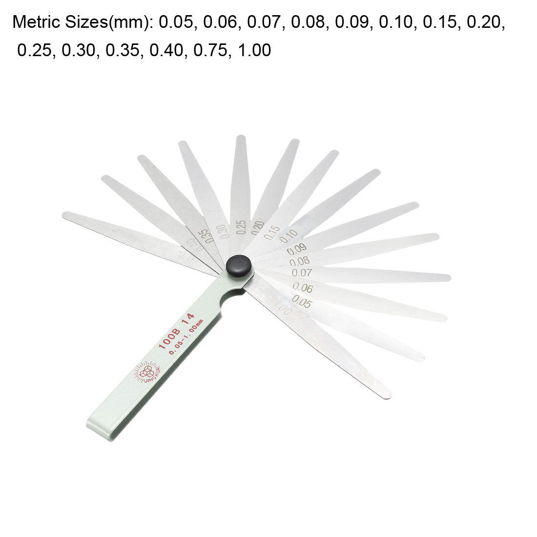 Harfington Metric Thickness Feeler Gauge 0.05-1.00mm 14 Blade Measuring Tool for Gap Width Mn Steel