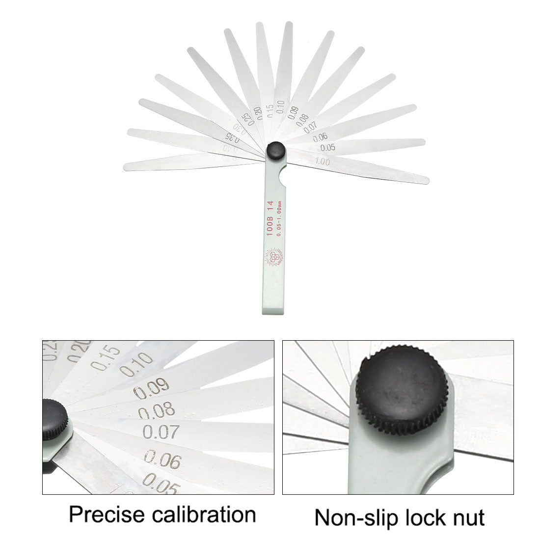 Harfington Metric Thickness Feeler Gauge 0.05-1.00mm 14 Blade Measuring Tool for Gap Width Mn Steel
