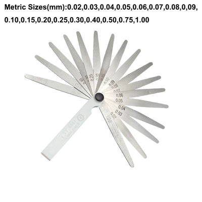 Harfington Metric Thickness Feeler Gauge 0.02-1.00mm 17 Blade Measuring Tool for Gap Width Mn Steel