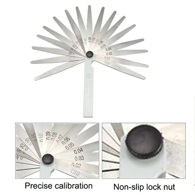 Harfington Metric Thickness Feeler Gauge 0.02-1.00mm 17 Blade Measuring Tool for Gap Width Mn Steel