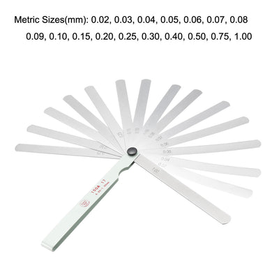 Harfington Metric Thickness Feeler Gauge 0.02-1.0mm 17 Blade Measuring Tool for Gap Width Mn Steel