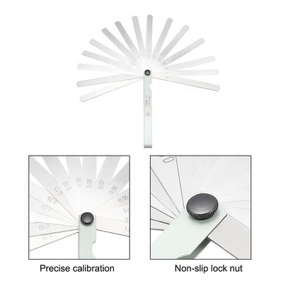 Harfington Metric Thickness Feeler Gauge 0.02-1.0mm 17 Blade Measuring Tool for Gap Width Mn Steel
