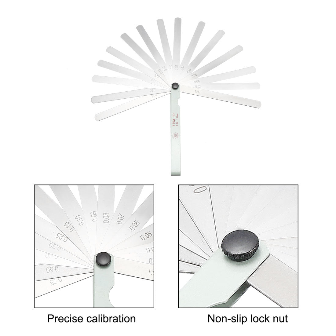 Harfington Metric Thickness Feeler Gauge 0.02-1.0mm 17 Blade Measuring Tool for Gap Width Mn Steel
