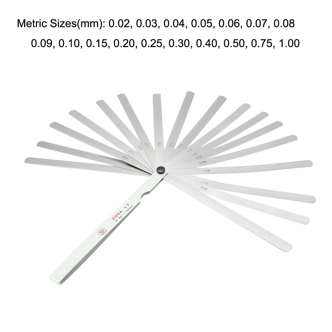 Harfington Metric Thickness Feeler Gauge 0.02-1.0mm 17 Blades Measuring Tool for Gap Width Mn Steel