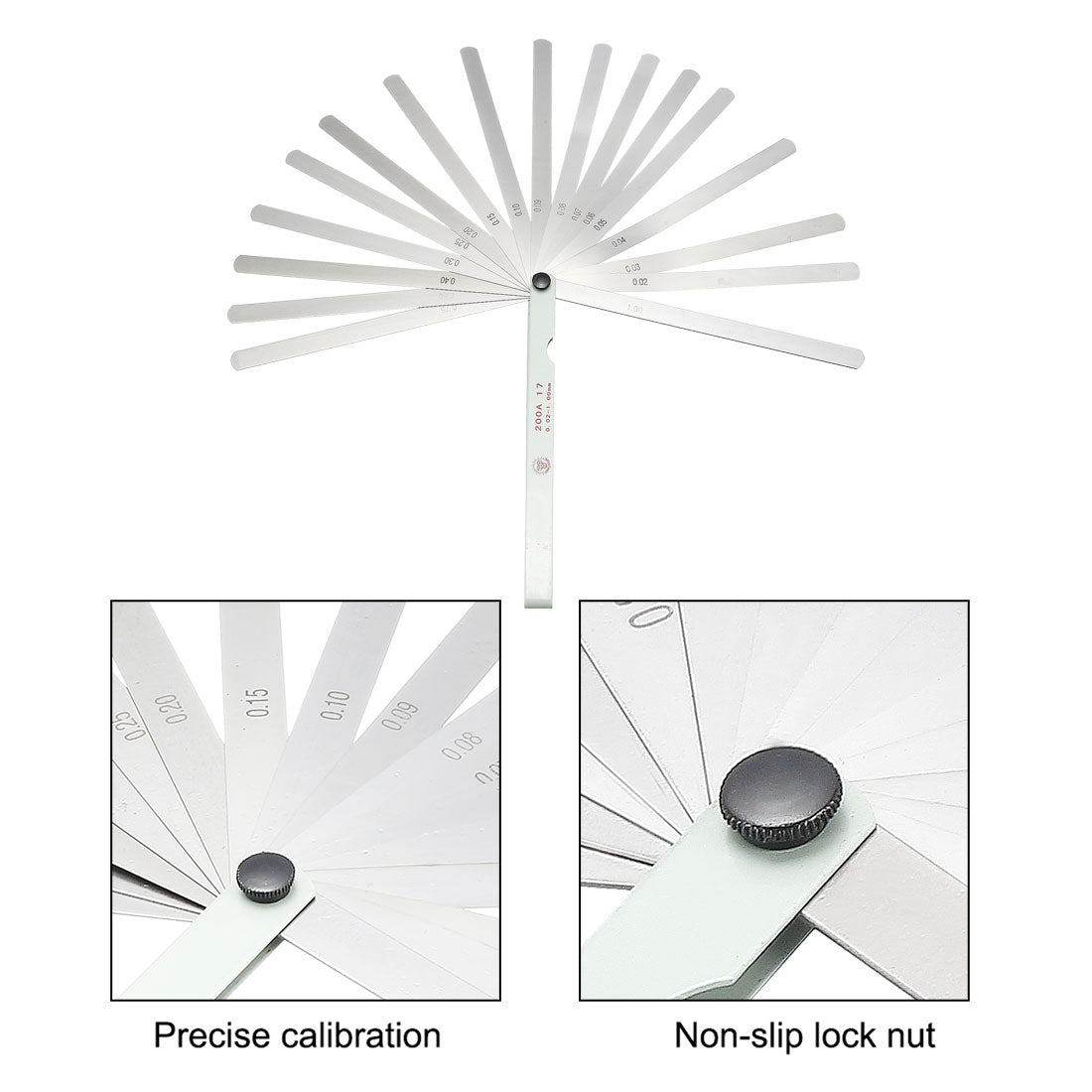 Harfington Metric Thickness Feeler Gauge 0.02-1.0mm 17 Blades Measuring Tool for Gap Width Mn Steel
